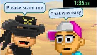 Pixel worlds getting scammed SPEEDRUN (ANY %)