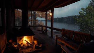 Tropical Forest in Cabin Porch with Rain & Fireplace Ambiance | Ultimate Relaxation