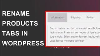 How to rename Tabs On Product Page | Woocommerce