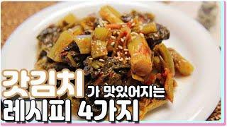 갓김치를 간단하고 맛있게 먹는 4가지 요리 레시피 / 4 kinds Leaf Mustard Kimchi cooking recipes