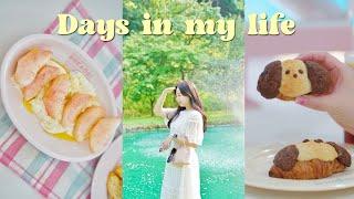 Lazy summer days  peach salad & puppy crookie | aesthetic vlog