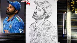 Rohit Sharma Drawing Sad Moment, How To draw Rohit Sharma Pencil Sketch Step By Step,ODI World Cup