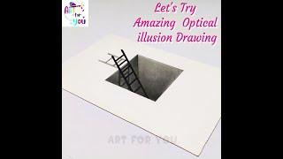 3D drawing very easy !! 3d hole drawing / 3d drawing illusion / 3d ladder drawing / 3d art