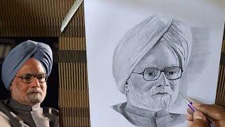 Former PM Dr.Manmohan Singh Sketch | Economist | Pencil Drawing | #Manmohan #Singh #Former #PM