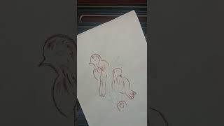 How to draw two sparrow oil pastel#yputubeshorts #oilpastel