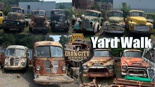 COEs, GMCs, and Diamond Ts, and many  more American Classics. Iron City Garage Yard walk.