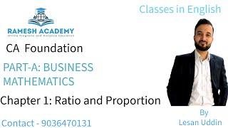 CA Foundation | Chapter 1: Ratio, Indices & Logarithms | Business Mathematics | Ramesh Academy