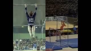 Elena Mukhina Елена Мухина - 1977 World Cup & 1978 World Championship Synchronized Uneven Bars UB