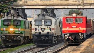 Dangerous 130kmph WAP7 Coromandal+Ispat+Sampark Kranti+Kriya Yoga+SMVT Duronto attacks Madpur- IR