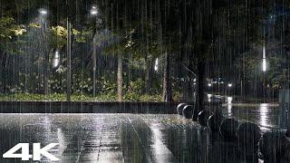 Heavy rain and thunderstorms in the park at night, 99% of you will fall asleep quickly.