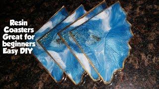 Agate Blue Wispy Resin Coasters DIY / Resin Art / Epoxy Art / Resin for beginners / Resin pouring