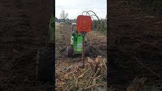 Klou KPD1 vibrating post driver attachment on Avant articulated loader.