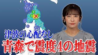 【地震情報】陸奥湾でM4.6の地震　青森県平内町で最大震度4　津波の心配なし