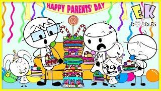 BAKING CHALLENGE for PARENTS' DAY ! EK Doodles bake cakes for Mommy & Daddy!