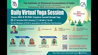 Daily Virtual Yoga Session for the Members of ICAI in association with Bhartiya Yog Sansthan