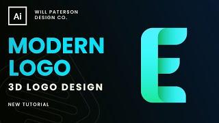 How To Design A 3D Modern Logo Easily! Adobe Illustrator 22