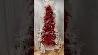 Red and white Christmas tree  #christmastree #ideas #navidad  #christmasdecor  #christmas2024