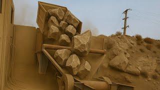 PLAYING with GIANT Rocks! ASMR Rock Quarry CRUSHING Operations - Primary Jaw Crusher in Action.