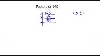 How to Find prime factors of 140 by Prime Factorization / Prime Factor of 140 / 140 Factor in Hindi