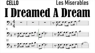 I Dreamed a Dream Cello Sheet Music Backing Track Play Along Partitura