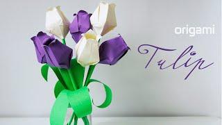  Origami Tulip  - Easy way to make a Tulip flower!