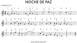 Partitura para Trompa con Play Along (con digitación) - Noche de Paz