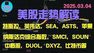 3月5日，美股即时走势解读，特斯拉、英伟达、SEA、ASTS、苹果、纳斯达克综合指数、SMCI、SOUN、中概股、DUOL、DXYZ、ASTS、比特币等 ️️ #美股推荐2025 #英伟达股票