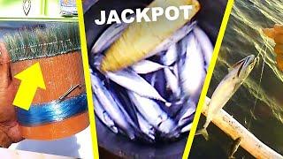 Amazing Traditional "Sabiki" Fishing | How to Catch Bonito Tuna Fish using Cloth (Tutorial)