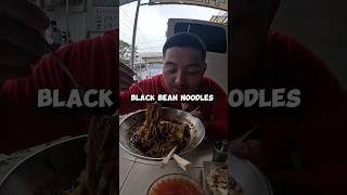 First Time Trying Korean Food Jjajangmyeon Black Bean Noodles  #shorts