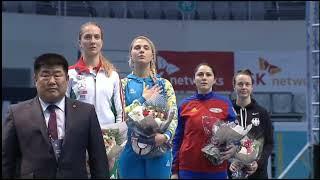 Anthem of Ukraine (2018 Seoul Fencing Grand Prix, women's individual sabre, Olga Kharlan)