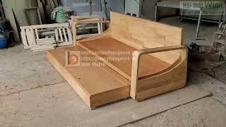 Sofa Giường Gỗ Thông Minh Khi Chưa Có Đệm Và Sơn Màu