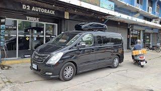 Hyundai H1 ติดตั้ง กล่องใส่ของบนหลังคารถ Yakima Roofbox Easytrip470 ใส่ของ วางของ สำหรับเดินทาง