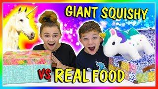 GIANT SQUISHY VS REAL FOOD SWITCH UP | We Are The Davises