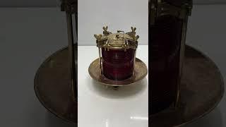 Vintage Brass VANTE Ship Lamp | Nautical Electric Light with Red Fiber & Shade