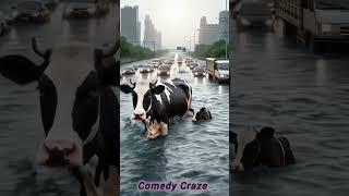 "यह क्या शहर में भारी बारिश होने के कारण क्या हो गया  #cow #trending #shorts