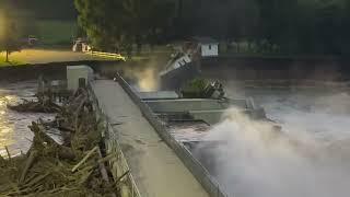 A home adjacent to the Rapidan Dam near Mankato has collapsed due to severe flooding