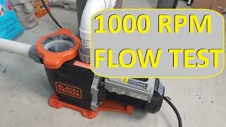 How Much Flow From Black + Decker Pool Pump 1000 RPM