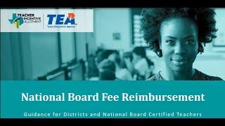 National Board Fee Reimbursement: Guidance for Districts & National Board Certified Teachers for TIA