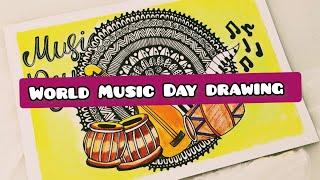 world music day drawing/Happy Music Day Poster Drawing/ How to Draw World Music Day/music day poster