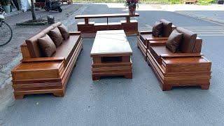 Bộ bàn ghế Sofa zito chân pháo tay cánh gà gỗ hương đá