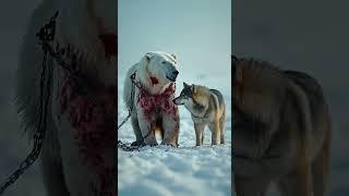 Smart Wolf Helps Wounded Polar Bear Face Danger #animals #wolf #wildlifephotography #wildlife #movie