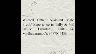 Administrative & Office Support Job in Chennai 2024  | August 12, 2024