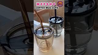 Meesho Cups, mug, glass straw mug,