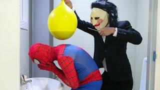 Spider Man Jigsaw Popping BALLOON and COCA Cola PRANK!