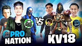 kv18, Tonde Gamer, UnGraduate Gamer, vs Pro Nation  kv18 Vs Angry Youtuber  || Free Fire max