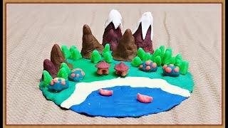 How to make a Playdough / Modelling clay island for a school project  ||  DIY nature clay modelling