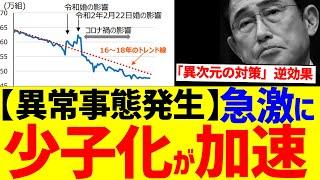 少子化が突然の急加速！何が起きている？原因は○○だった....。　異次元の少子化対策は失敗だったのか？　少子化　急加速