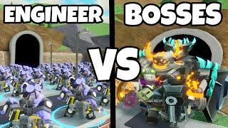 100 ENGINEERS vs ALL BOSSES in Roblox Tower Defense Simulator (TDS)