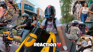 Cute Girl Reaction on Kawasaki Zx10r | Bunny Helmet Cover | Market Reaction 7 #z900 #kawasaki #cute