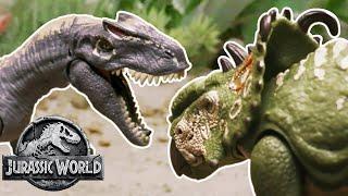 Dino Battles: Allosaurus Vs. Pachyrhinosaurus | Jurassic World | Mattel Action!